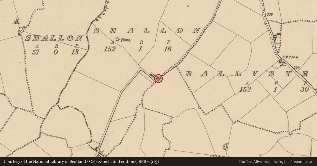 Ordnance Survey six-inch map, 2nd edition (1888–1915) covering the location of House - 16th/17th century, Shallon, County Dublin, with a pin at the register's coordinates