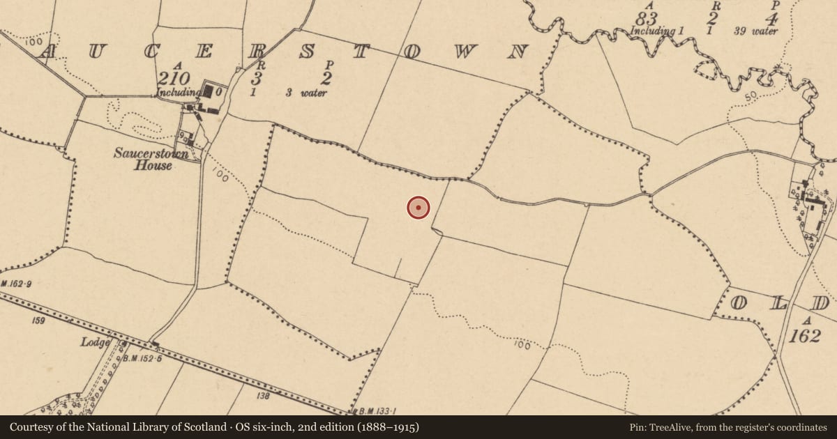 Ordnance Survey six-inch map, 2nd edition (1888–1915) covering the location of Enclosure, Rathbeal, County Dublin, with a pin at the register's coordinates