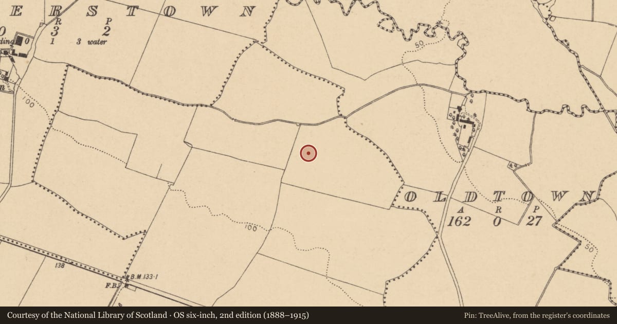 Ordnance Survey six-inch map, 2nd edition (1888–1915) covering the location of Field system, Rathbeal, County Dublin, with a pin at the register's coordinates