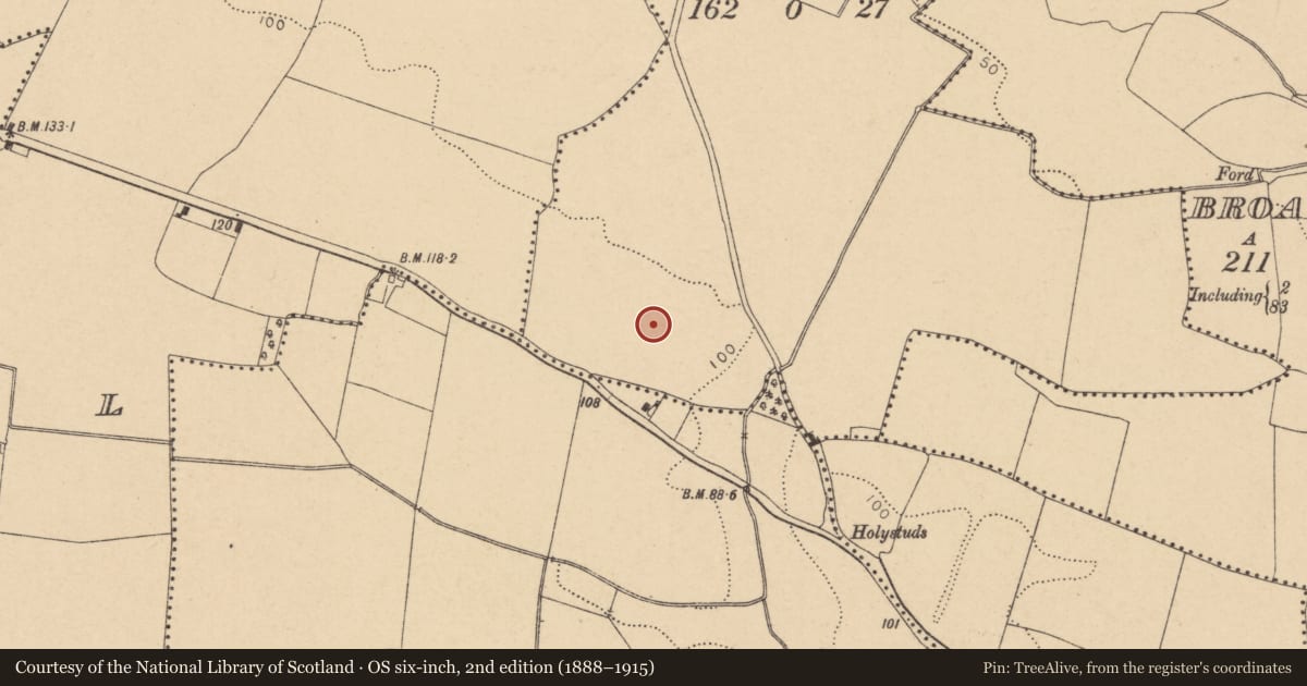 Ordnance Survey six-inch map, 2nd edition (1888–1915) covering the location of Field system, Oldtown, County Dublin, with a pin at the register's coordinates