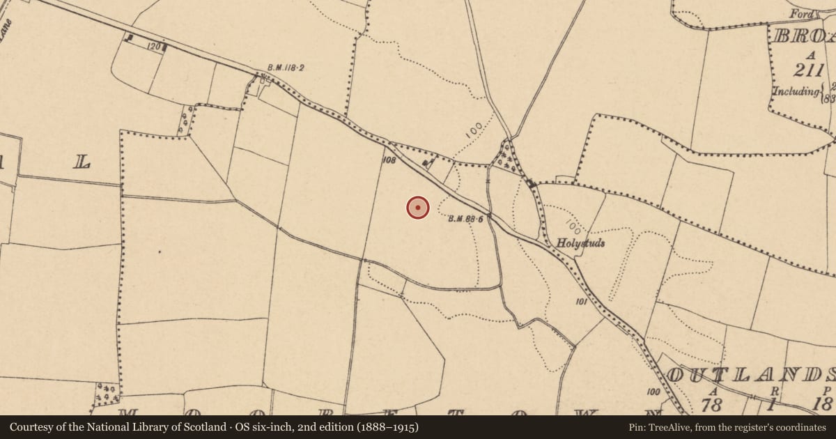 Ordnance Survey six-inch map, 2nd edition (1888–1915) covering the location of Field system, Mooretown, County Dublin, with a pin at the register's coordinates