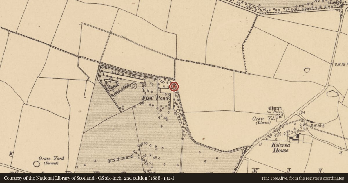 Ordnance Survey six-inch map, 2nd edition (1888–1915) covering the location of Castle - motte, Ballymadrough, County Dublin, with a pin at the register's coordinates