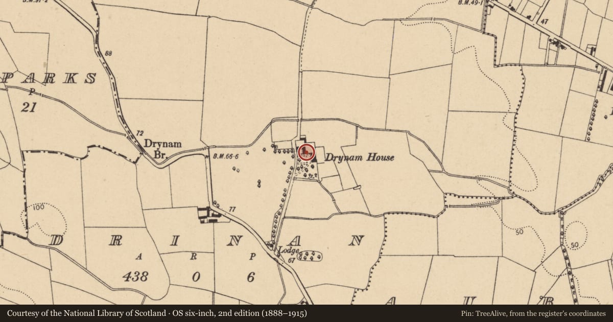 Ordnance Survey six-inch map, 2nd edition (1888–1915) covering the location of House - 16th/17th century, Drinan, County Dublin, with a pin at the register's coordinates