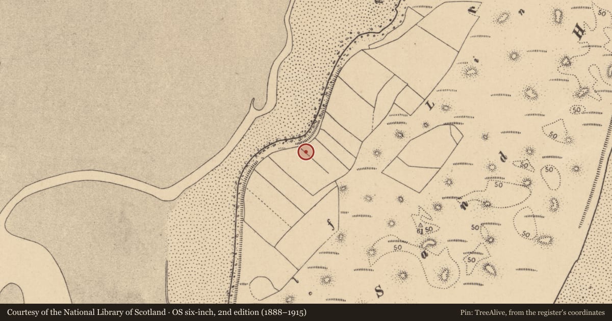 Ordnance Survey six-inch map, 2nd edition (1888–1915) covering the location of Burial, Corballis, County Dublin, with a pin at the register's coordinates