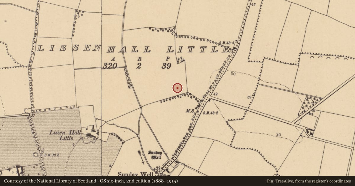 Ordnance Survey six-inch map, 2nd edition (1888–1915) covering the location of House - Neolithic, Lissenhall Little, County Dublin, with a pin at the register's coordinates