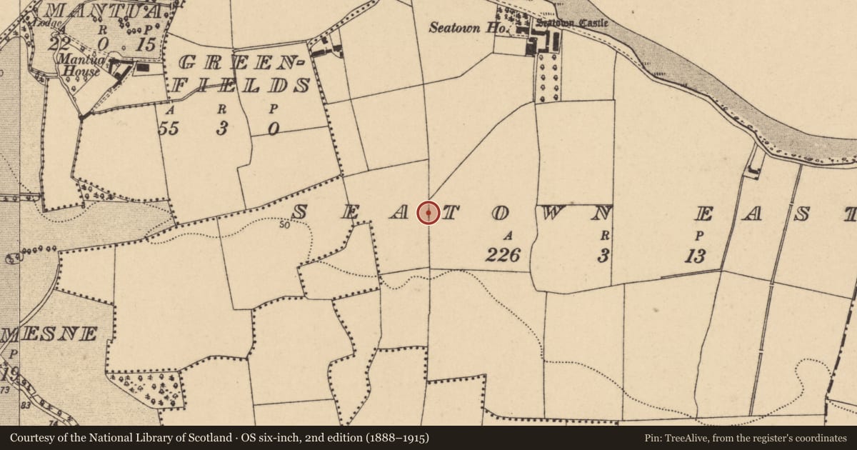 Ordnance Survey six-inch map, 2nd edition (1888–1915) covering the location of Ring-ditch, Seatown East, County Dublin, with a pin at the register's coordinates