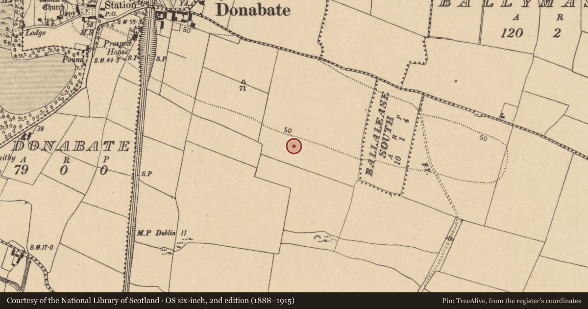 Ordnance Survey six-inch map, 2nd edition (1888–1915) covering the location of Enclosure, Corballis, County Dublin, with a pin at the register's coordinates