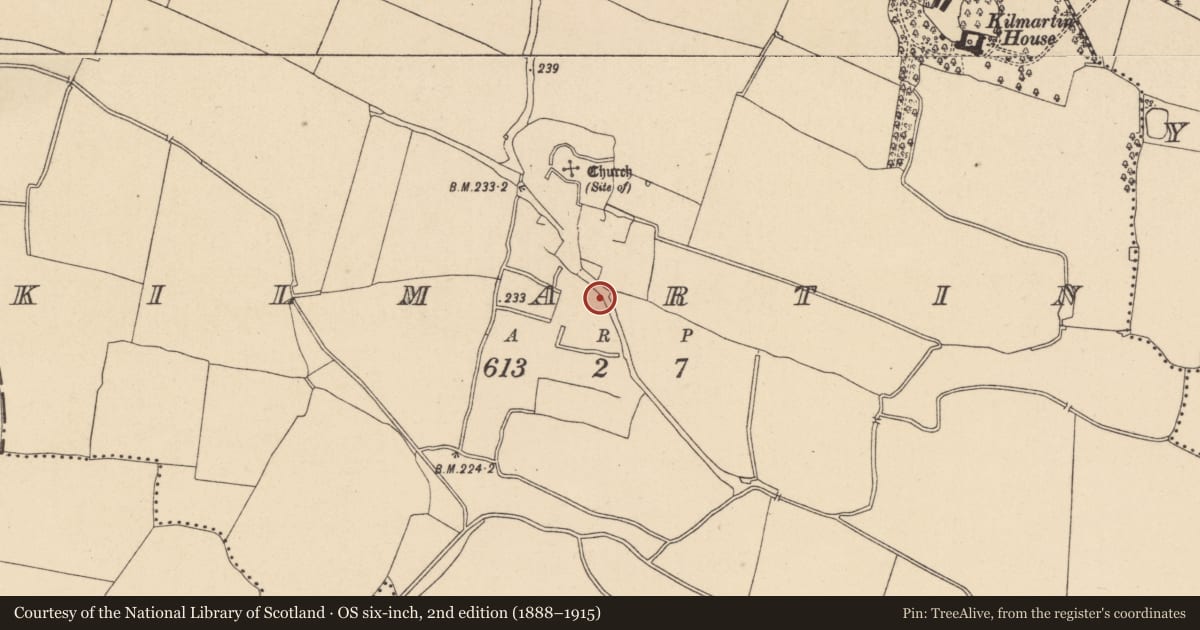 Ordnance Survey six-inch map, 2nd edition (1888–1915) covering the location of Field system, Kilmartin, County Dublin, with a pin at the register's coordinates