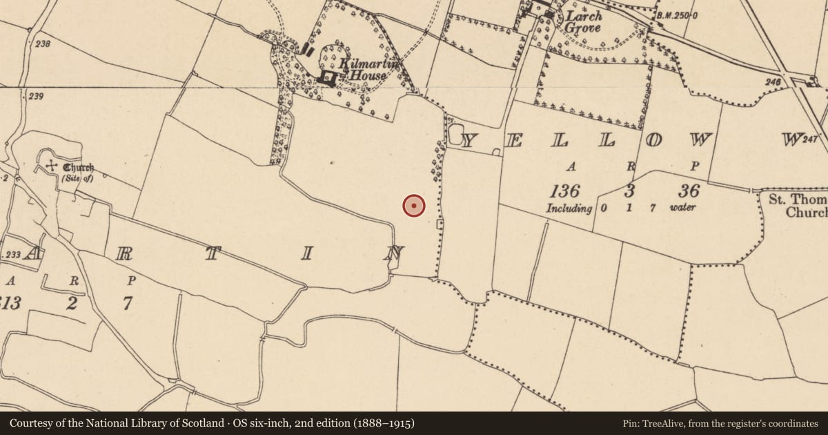 Ordnance Survey six-inch map, 2nd edition (1888–1915) covering the location of Earthwork, Kilmartin, County Dublin, with a pin at the register's coordinates