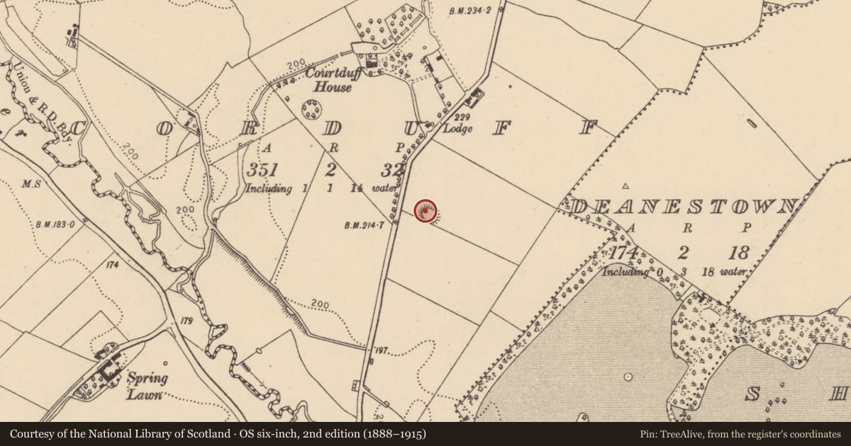 Ordnance Survey six-inch map, 2nd edition (1888–1915) covering the location of Ringfort - unclassified, Corduff, County Dublin, with a pin at the register's coordinates