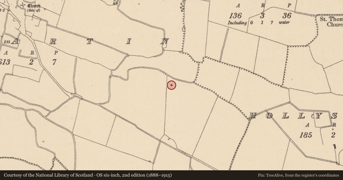 Ordnance Survey six-inch map, 2nd edition (1888–1915) covering the location of Ring-ditch, Kilmartin, County Dublin, with a pin at the register's coordinates