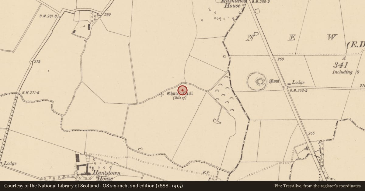 Ordnance Survey six-inch map, 2nd edition (1888–1915) covering the location of Burial ground, Kilshane, County Dublin, with a pin at the register's coordinates