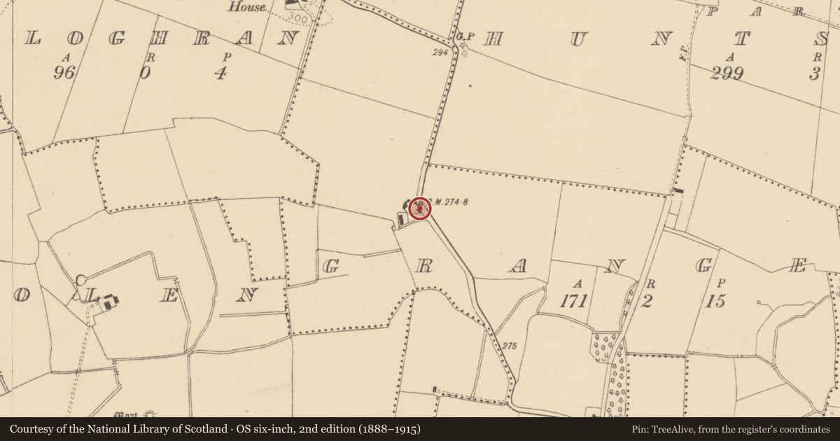 Ordnance Survey six-inch map, 2nd edition (1888–1915) covering the location of Fulacht fia, Grange, County Dublin, with a pin at the register's coordinates