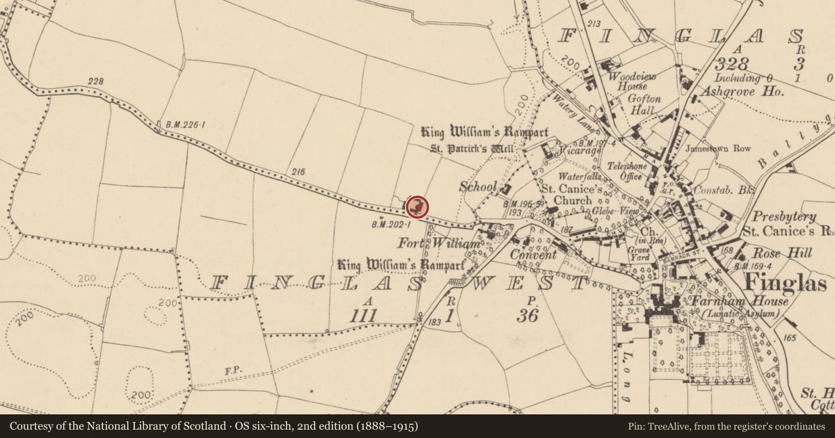 Ordnance Survey six-inch map, 2nd edition (1888–1915) covering the location of House - 17th century, County Dublin, with a pin at the register's coordinates