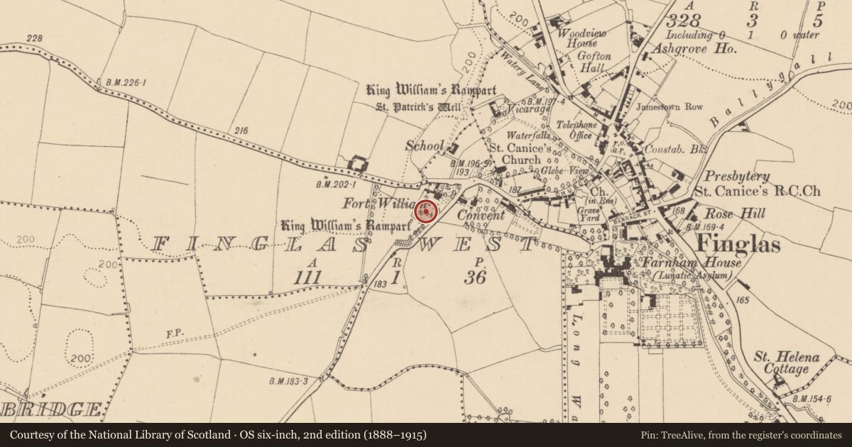Ordnance Survey six-inch map, 2nd edition (1888–1915) covering the location of House - 16th/17th century, County Dublin, with a pin at the register's coordinates