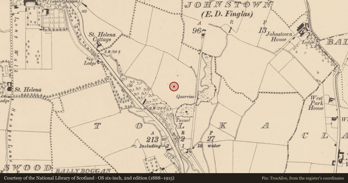 Ordnance Survey six-inch map, 2nd edition (1888–1915) covering the location of Enclosure, County Dublin, with a pin at the register's coordinates