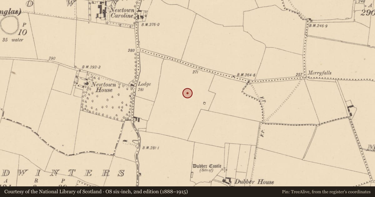 Ordnance Survey six-inch map, 2nd edition (1888–1915) covering the location of Enclosure, Dubber, County Dublin, with a pin at the register's coordinates
