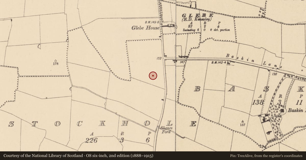 Ordnance Survey six-inch map, 2nd edition (1888–1915) covering the location of Enclosure, Stockhole, County Dublin, with a pin at the register's coordinates