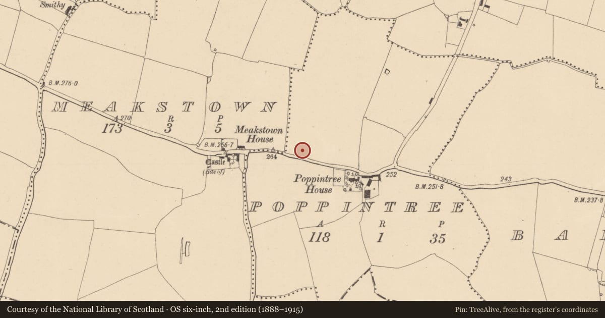 Ordnance Survey six-inch map, 2nd edition (1888–1915) covering the location of Pit, Poppintree, County Dublin, with a pin at the register's coordinates