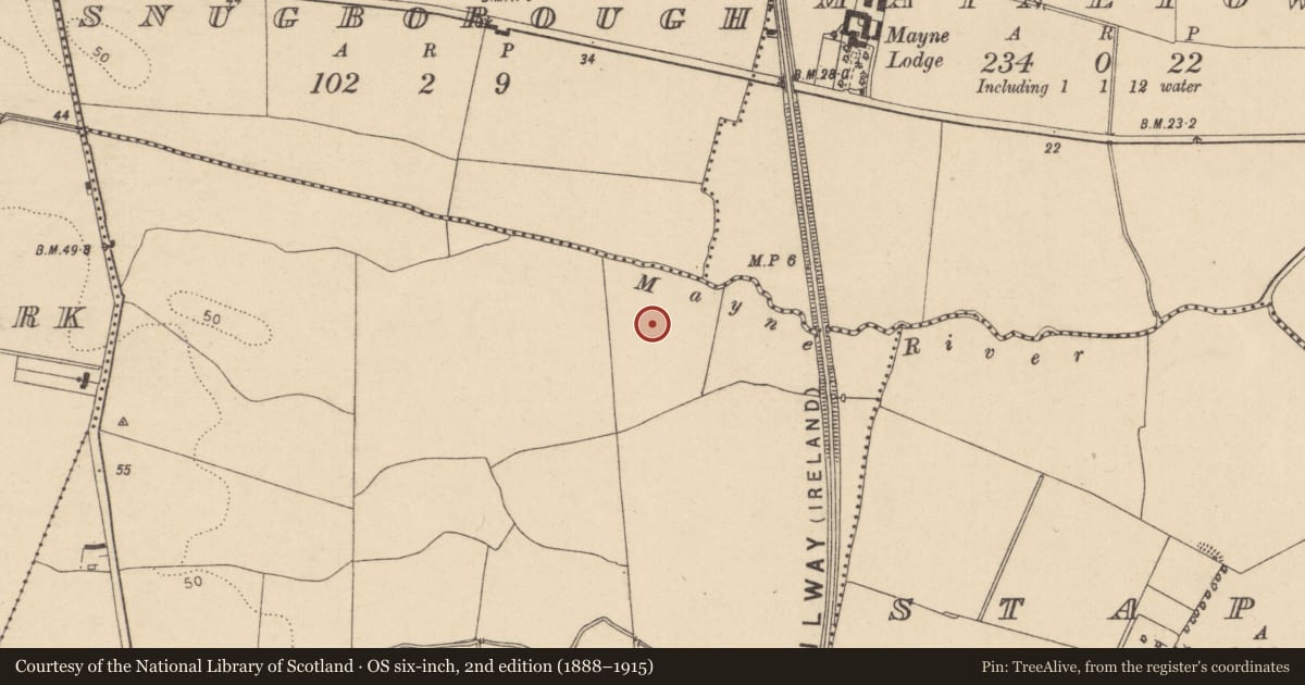 Ordnance Survey six-inch map, 2nd edition (1888–1915) covering the location of Enclosure, County Dublin, with a pin at the register's coordinates