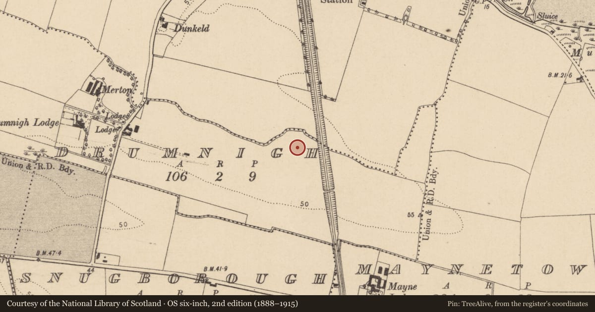 Ordnance Survey six-inch map, 2nd edition (1888–1915) covering the location of Enclosure, Drumnigh, County Dublin, with a pin at the register's coordinates