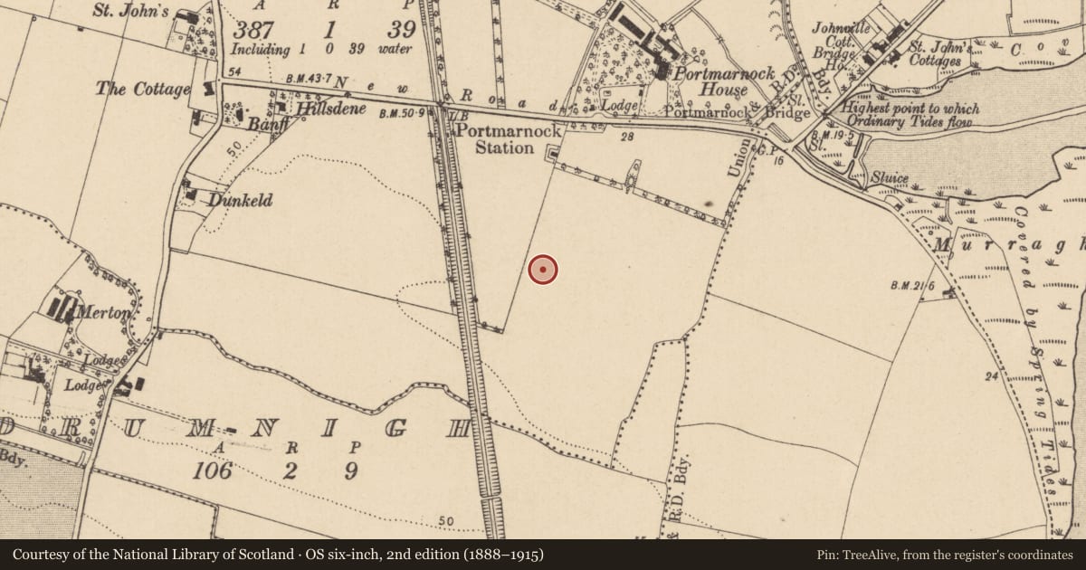 Ordnance Survey six-inch map, 2nd edition (1888–1915) covering the location of Enclosure, Portmarnock, County Dublin, with a pin at the register's coordinates