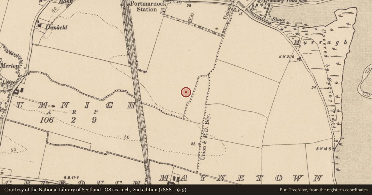 Ordnance Survey six-inch map, 2nd edition (1888–1915) covering the location of Enclosure, Portmarnock, County Dublin, with a pin at the register's coordinates