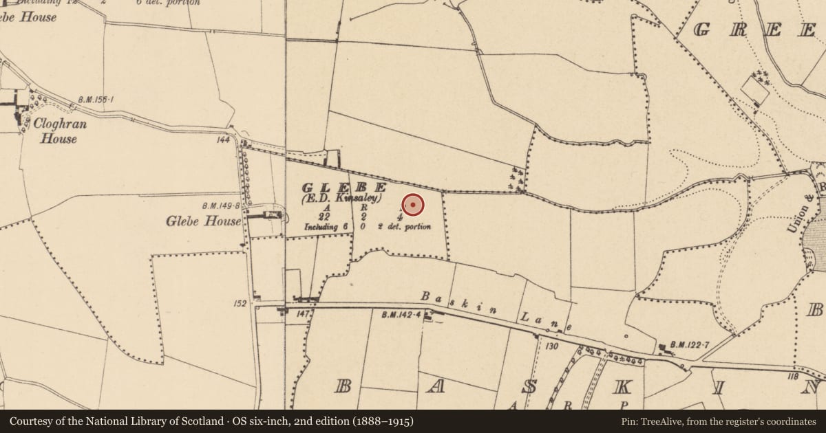 Ordnance Survey six-inch map, 2nd edition (1888–1915) covering the location of Earthwork, Glebe (Detached portion), County Dublin, with a pin at the register's coordinates