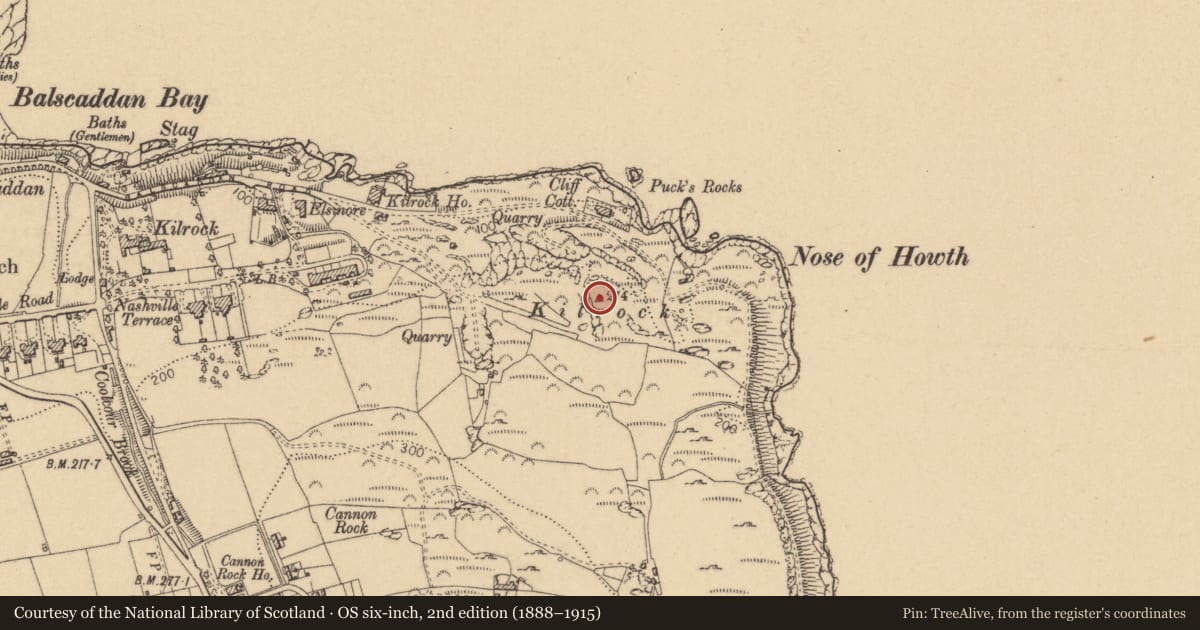 Ordnance Survey six-inch map, 2nd edition (1888–1915) covering the location of Cairn - unclassified, Howth, County Dublin, with a pin at the register's coordinates