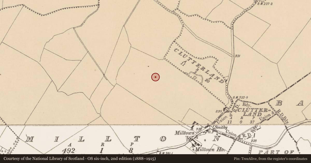 Ordnance Survey six-inch map, 2nd edition (1888–1915) covering the location of Earthwork, Milltown, County Dublin, with a pin at the register's coordinates