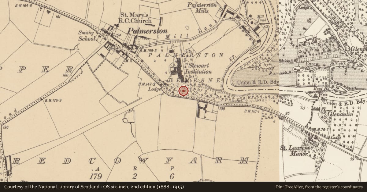 Ordnance Survey six-inch map, 2nd edition (1888–1915) covering the location of Icehouse, Palmerston Lower, County Dublin, with a pin at the register's coordinates