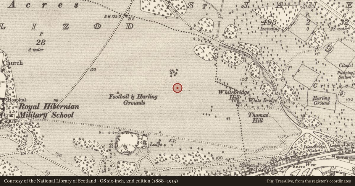 Ordnance Survey six-inch map, 2nd edition (1888–1915) covering the location of Building, County Dublin, with a pin at the register's coordinates