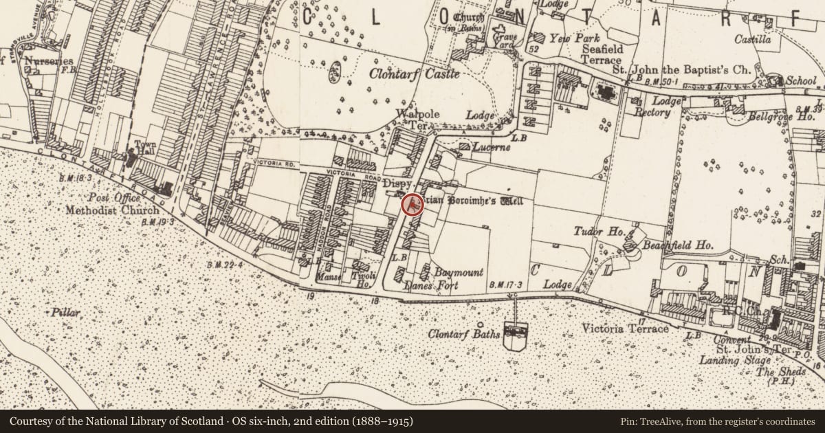 Ordnance Survey six-inch map, 2nd edition (1888–1915) covering the location of Well, County Dublin, with a pin at the register's coordinates