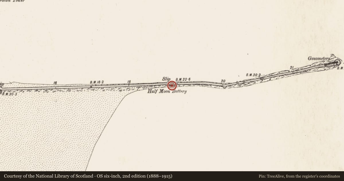 Ordnance Survey six-inch map, 2nd edition (1888–1915) covering the location of Battery, County Dublin, with a pin at the register's coordinates