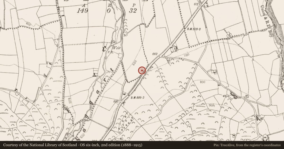 Ordnance Survey six-inch map, 2nd edition (1888–1915) covering the location of Linear earthwork, Crooksling, Slade, County Dublin, with a pin at the register's coordinates