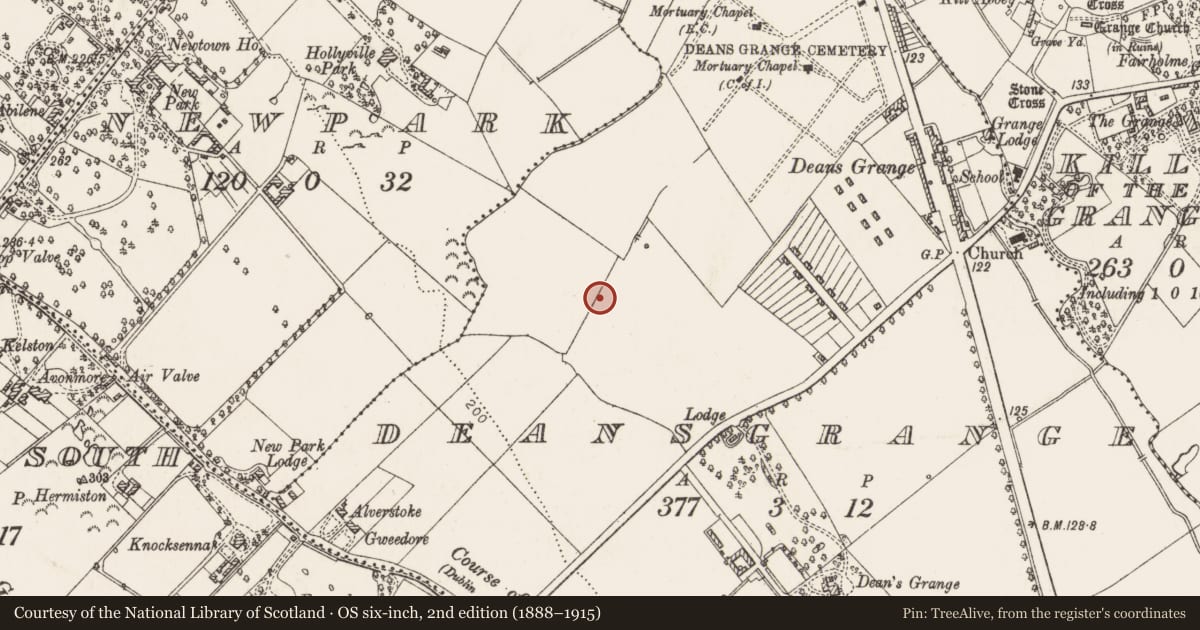 Ordnance Survey six-inch map, 2nd edition (1888–1915) covering the location of Castle - unclassified, Deansgrange, County Dublin, with a pin at the register's coordinates