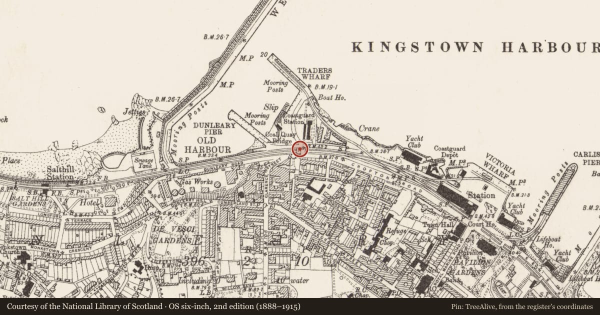 Ordnance Survey six-inch map, 2nd edition (1888–1915) covering the location of Promontory fort - coastal, Dunleary, County Dublin, with a pin at the register's coordinates
