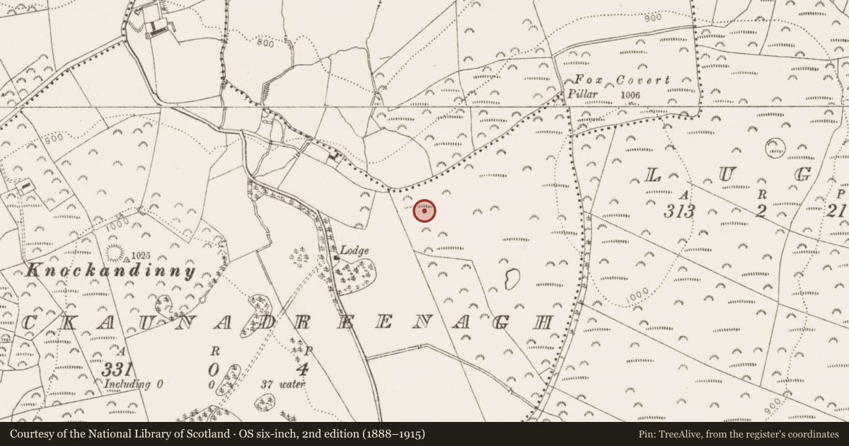 Ordnance Survey six-inch map, 2nd edition (1888–1915) covering the location of Barrow - ring-barrow, Crockaunadreenagh, County Dublin, with a pin at the register's coordinates