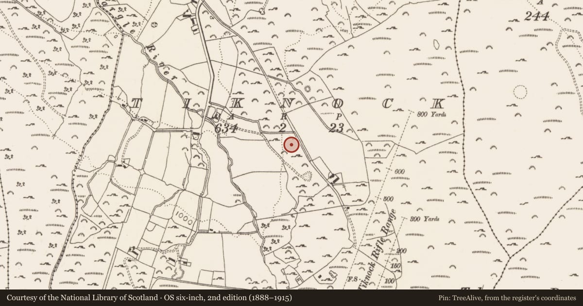 Ordnance Survey six-inch map, 2nd edition (1888–1915) covering the location of Ringfort - unclassified, Tiknock, County Dublin, with a pin at the register's coordinates