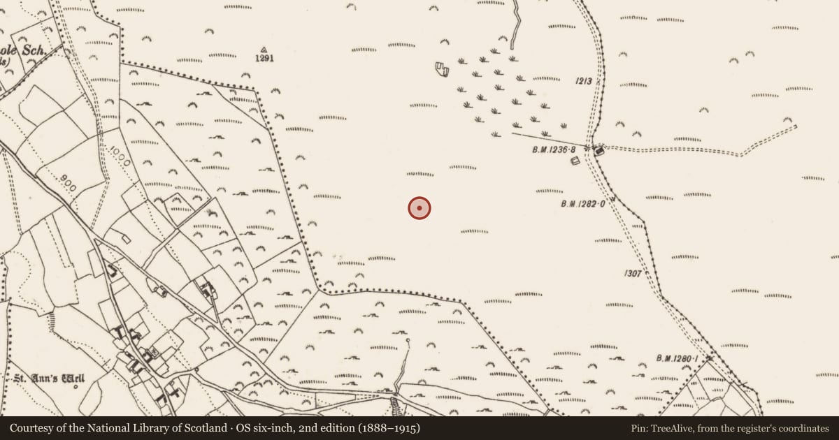 Ordnance Survey six-inch map, 2nd edition (1888–1915) covering the location of Cairn - unclassified, Piperstown, County Dublin, with a pin at the register's coordinates