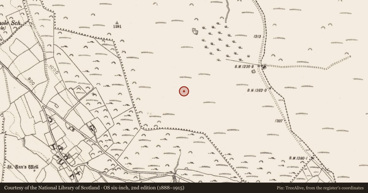 Ordnance Survey six-inch map, 2nd edition (1888–1915) covering the location of Cairn - unclassified, Piperstown, County Dublin, with a pin at the register's coordinates