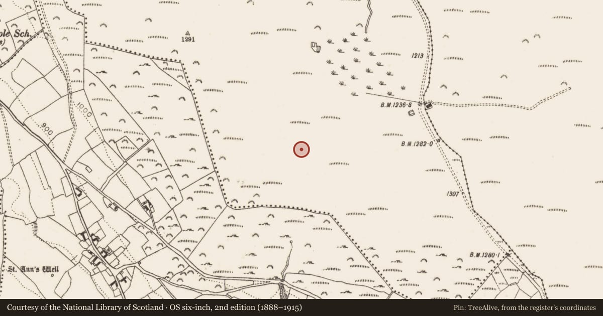 Ordnance Survey six-inch map, 2nd edition (1888–1915) covering the location of Cairn - unclassified, Piperstown, County Dublin, with a pin at the register's coordinates