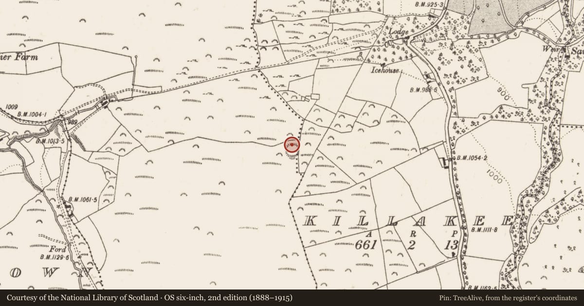 Ordnance Survey six-inch map, 2nd edition (1888–1915) covering the location of Enclosure, Mountpelier, County Dublin, with a pin at the register's coordinates