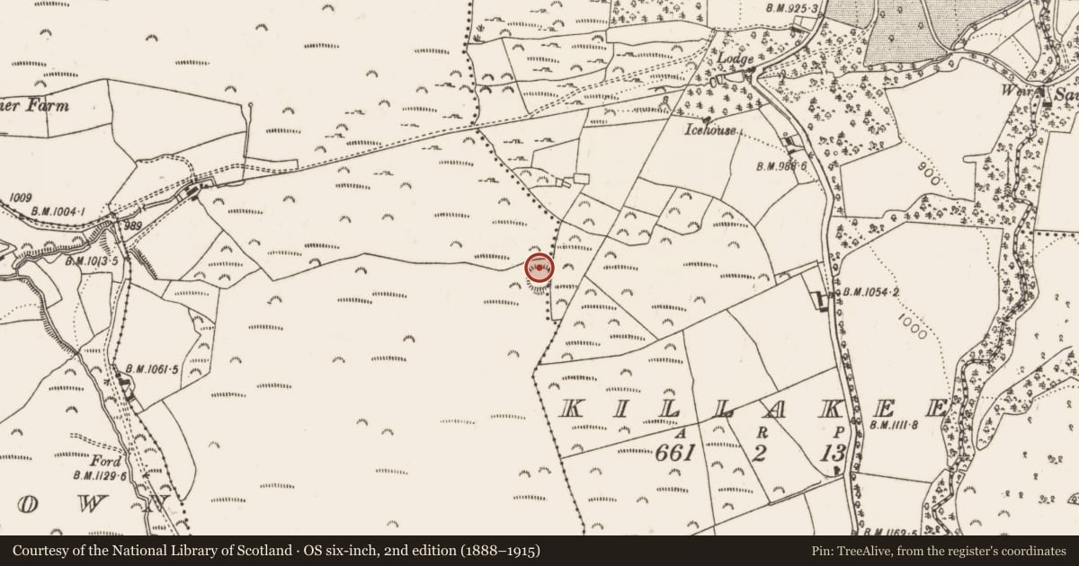 Ordnance Survey six-inch map, 2nd edition (1888–1915) covering the location of Enclosure, Mountpelier, County Dublin, with a pin at the register's coordinates