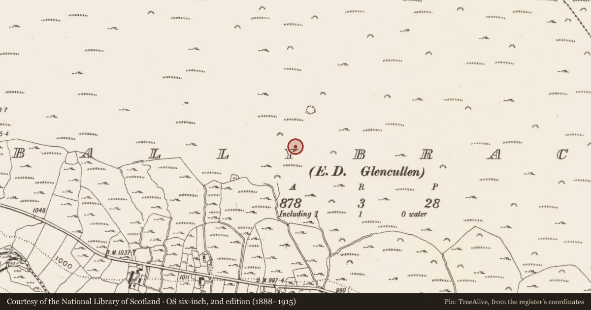 Ordnance Survey six-inch map, 2nd edition (1888–1915) covering the location of Hut site, Ballybrack, County Dublin, with a pin at the register's coordinates