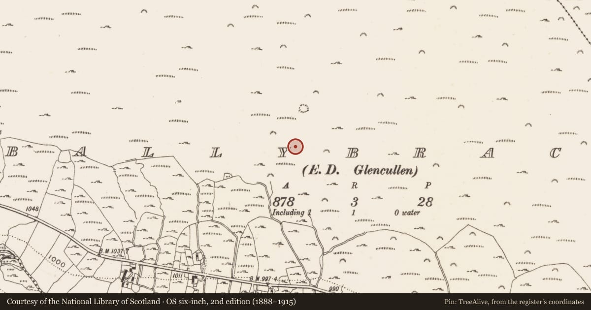 Ordnance Survey six-inch map, 2nd edition (1888–1915) covering the location of Hut site, Ballybrack, County Dublin, with a pin at the register's coordinates