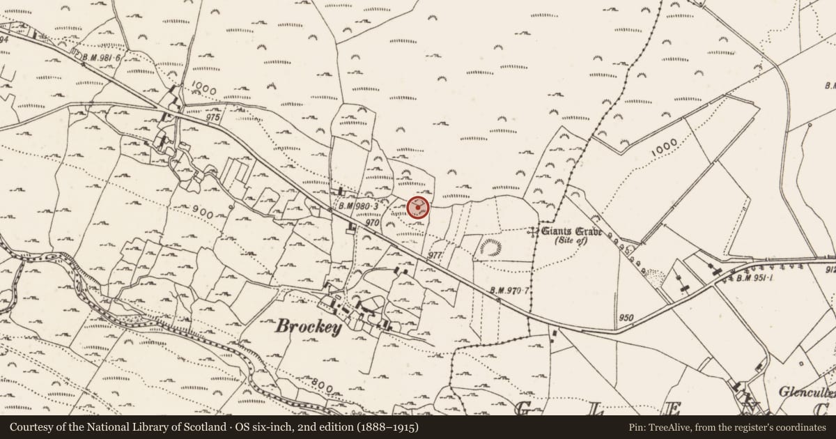 Ordnance Survey six-inch map, 2nd edition (1888–1915) covering the location of Enclosure, Ballybrack, County Dublin, with a pin at the register's coordinates