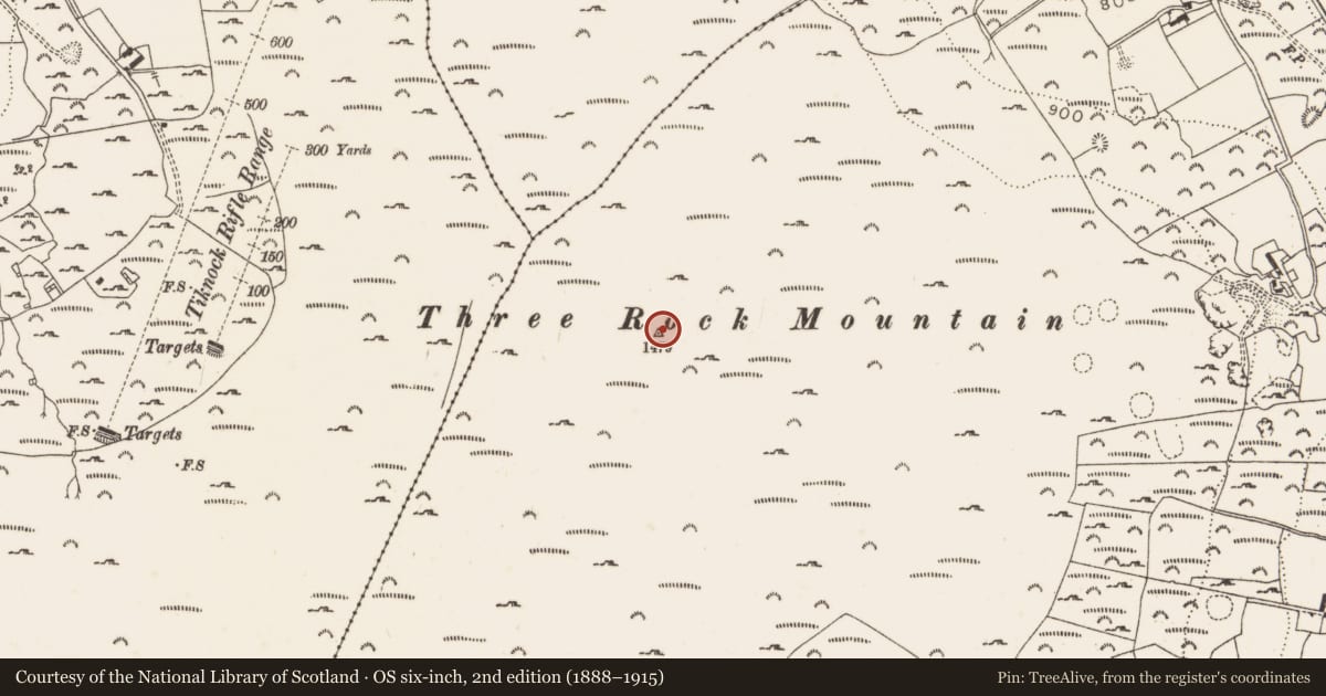 Ordnance Survey six-inch map, 2nd edition (1888–1915) covering the location of Cross-inscribed stone, Ballyedmonduff, County Dublin, with a pin at the register's coordinates