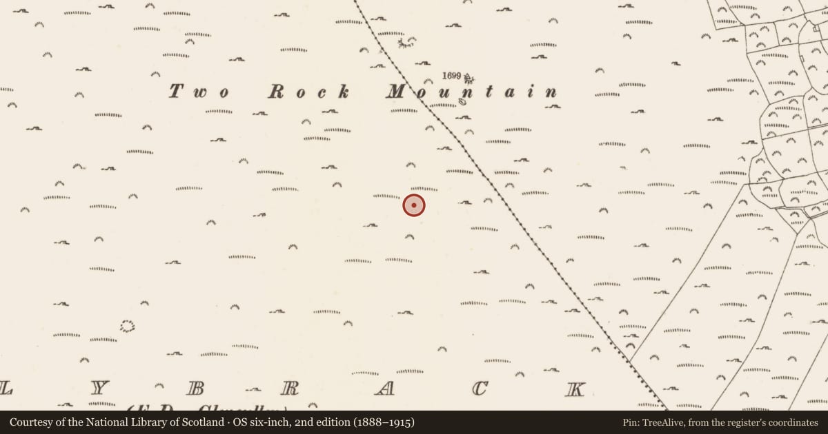 Ordnance Survey six-inch map, 2nd edition (1888–1915) covering the location of Megalithic structure, Ballybrack, County Dublin, with a pin at the register's coordinates