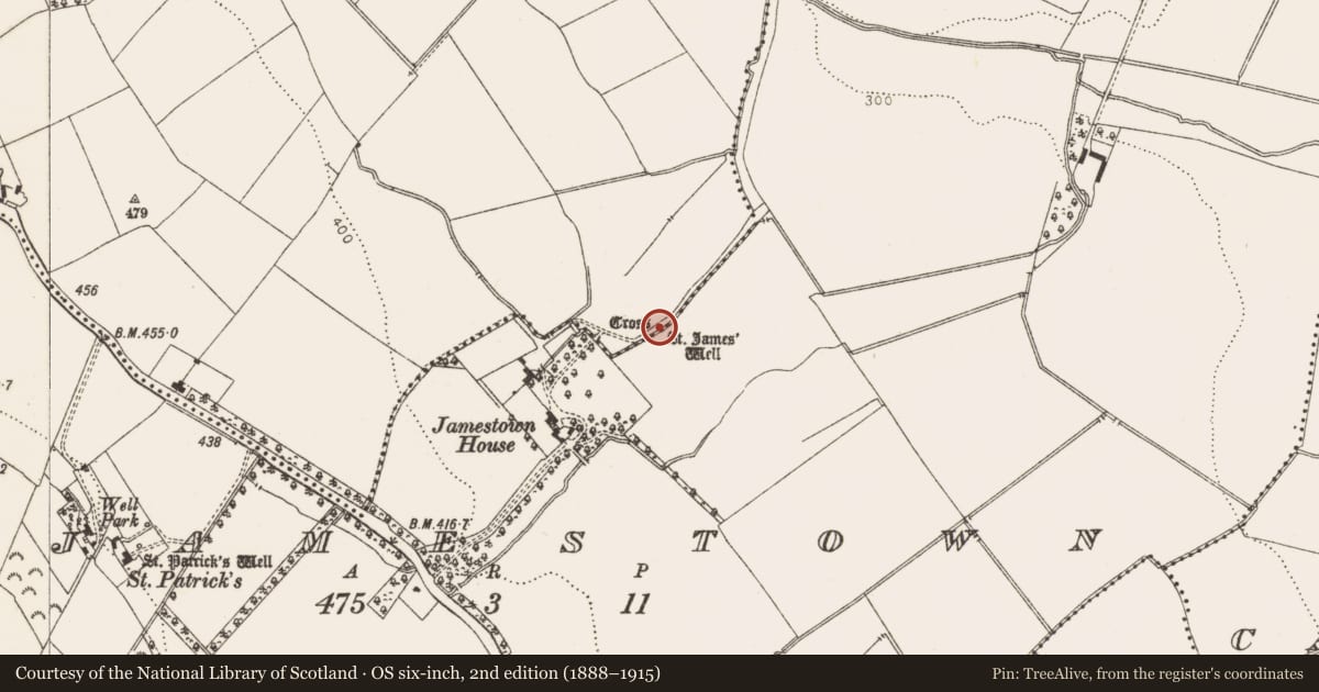 Ordnance Survey six-inch map, 2nd edition (1888–1915) covering the location of Ritual site - holy well, Kilgobbin, County Dublin, with a pin at the register's coordinates